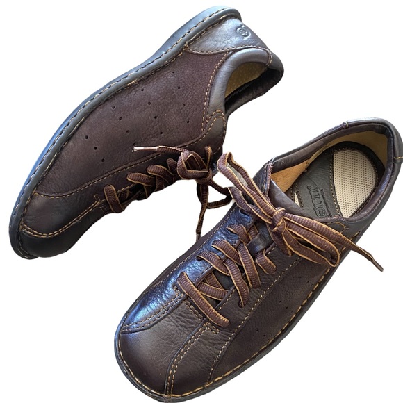 Born Shoes - Born Crown Derby Brown Leather Lace Up Sneakers 7.5